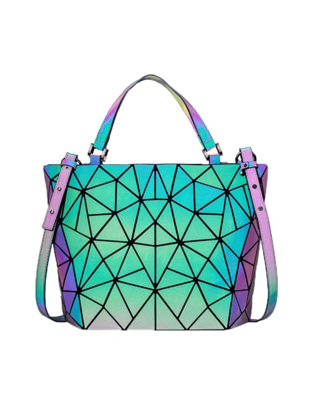 Holographic Geometric Luminous Handbag Reflective Crossbody Bag